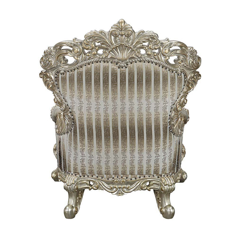 Sorina - Chair With 2 Pillows - Velvet, Fabric & Antique Gold