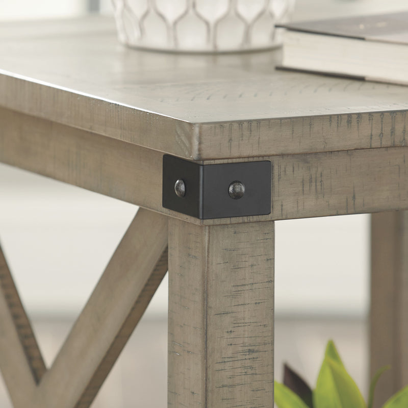 Aldwin - Gray - Rectangular End Table - Crossbuck Styling