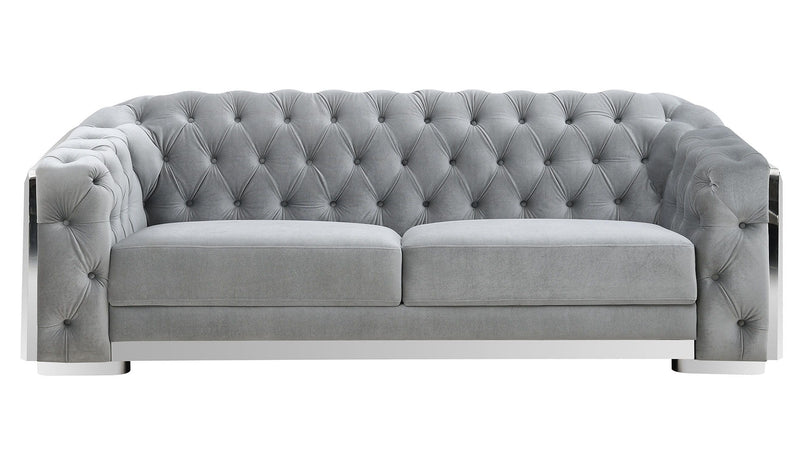 U341 - Velvet Sofa & Loveseat - Silver