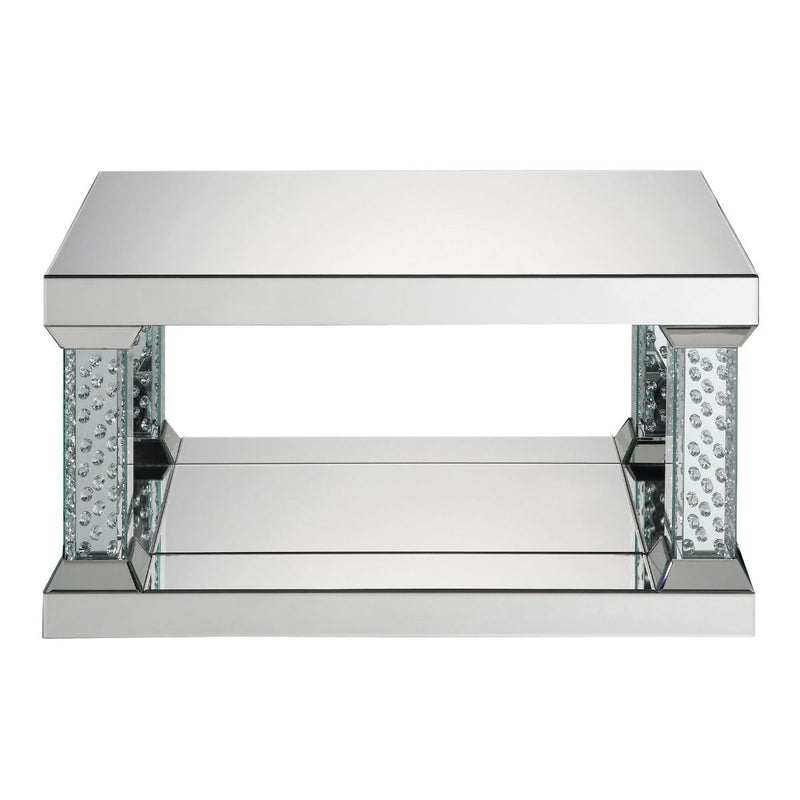 Nysa - 36" Coffee Table - Mirrored & Faux Crystals
