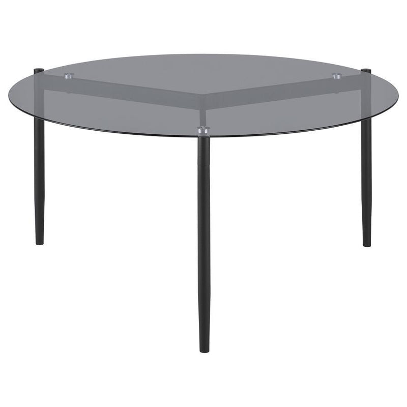 Rosalie - Round Smoked Glass Top Coffee Table - Sandy Black