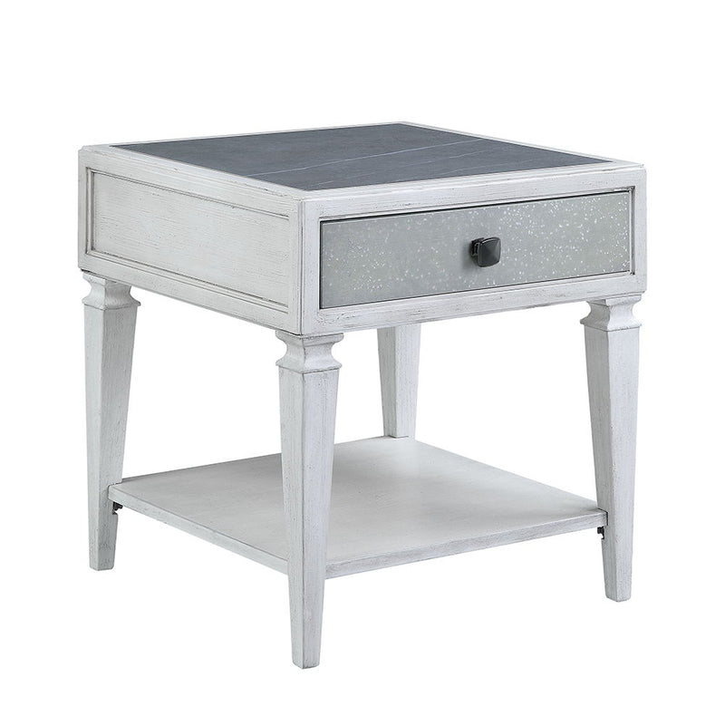 Katia - End Table - Rustic Gray & Weathered White