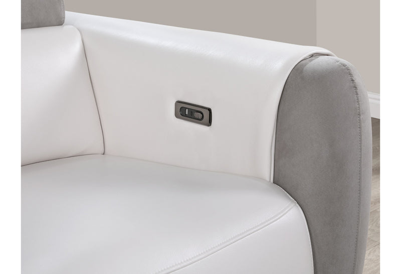 U8520 - Power Reclining Sofa - Blanche White / Gray