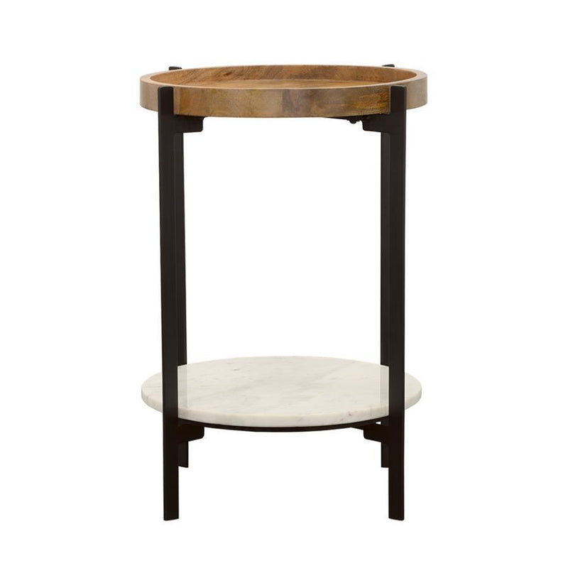 Adhvik - Round Table With Marble Shelf