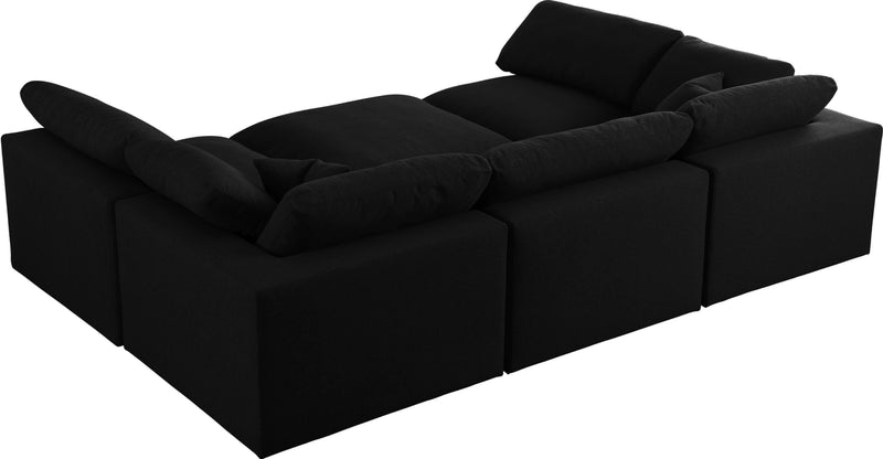 Serene - Linen Textured Fabric Deluxe Comfort Modular Sectional 6 Piece - Black