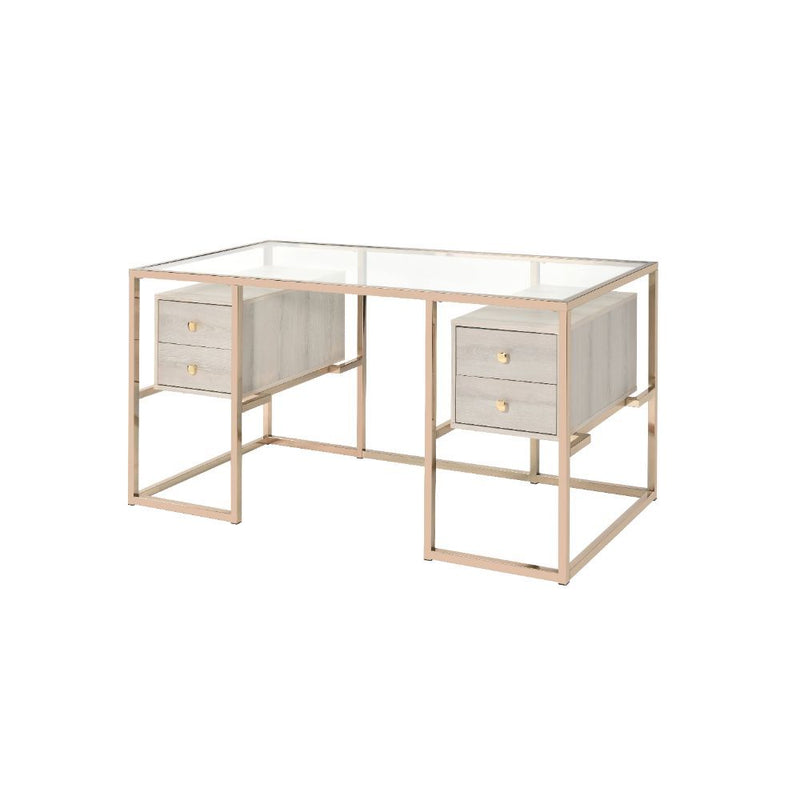 Huyana - Desk - Clear Glass & Gold