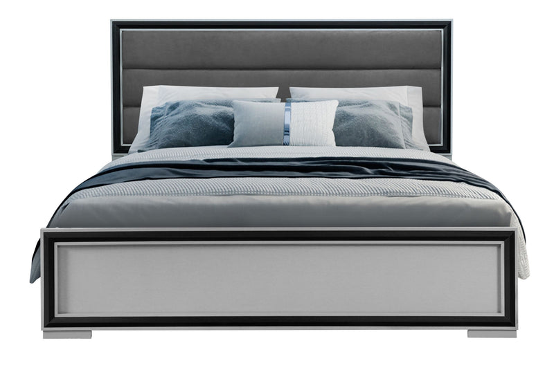 Amelia - King Bed With LED - Gray Black