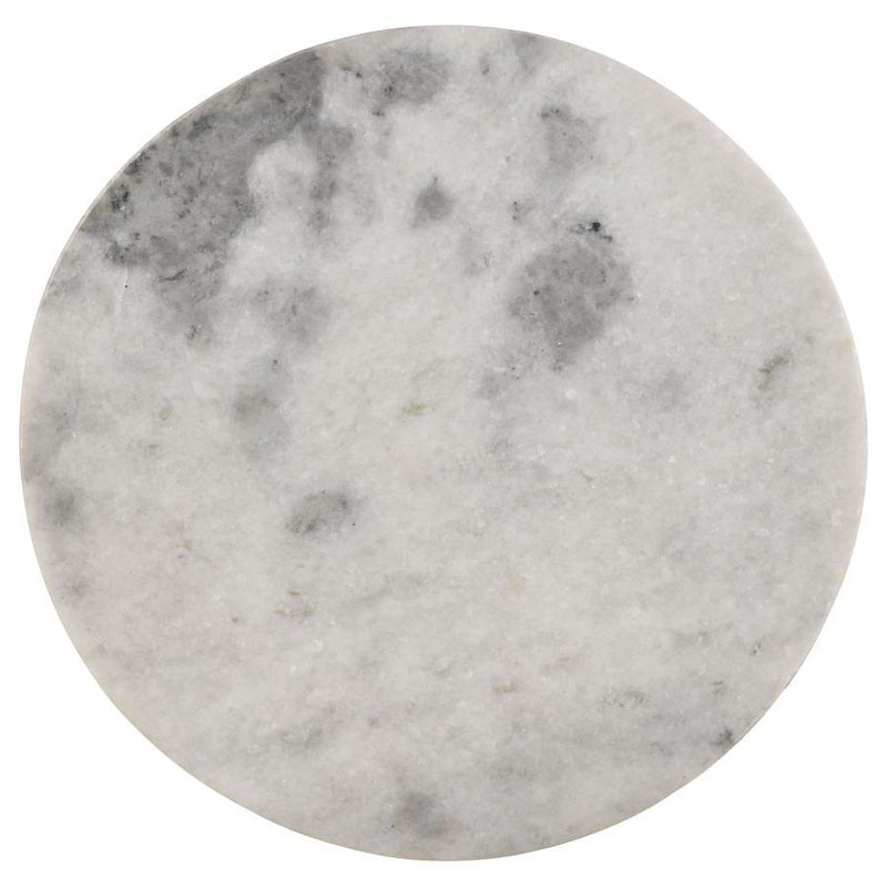 Malthe - Round Marble Top Accent Side - White And Antique Gold