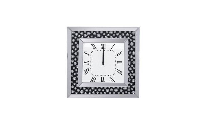 Nysa - Wall Clock - Mirrored & Faux Crystals