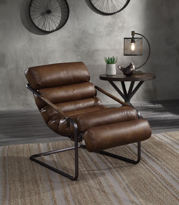 Dolgren - Accent Chair - Sahara Top Grain Leather & Matt Iron Finish