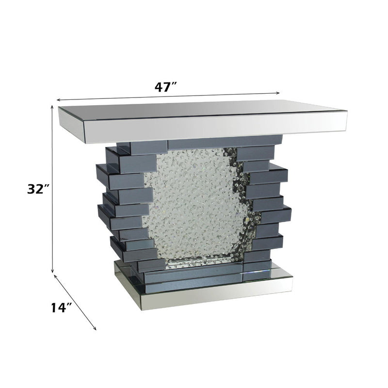 Nysa - 47" X 14" Console Table - Mirrored & Faux Crystals