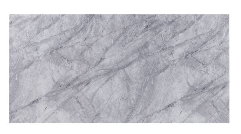 Satinka - Dining Table - Light Gray Printed Faux Marble Top & Mirrored Silver