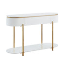 Daveigh - Sofa Table - White High Gloss & Gold