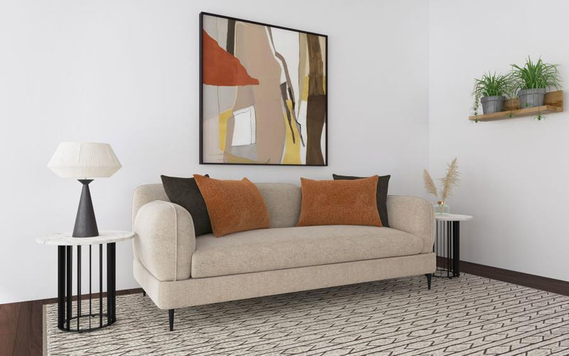 Jade - Chenille Upholstered Sculpted Track Arm Sofa - Latte