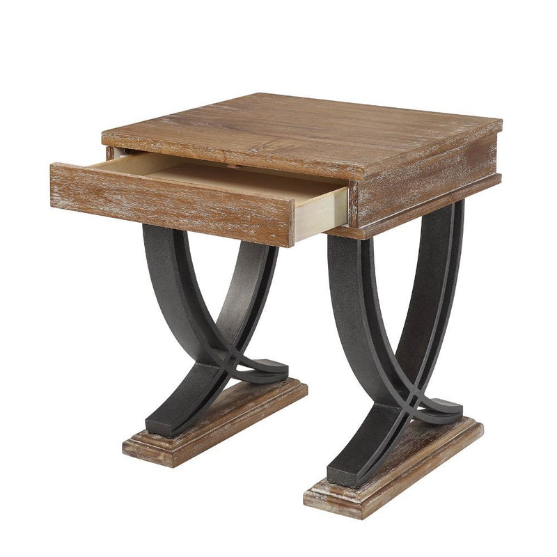 Pellio - End Table - Antique Oak & Black