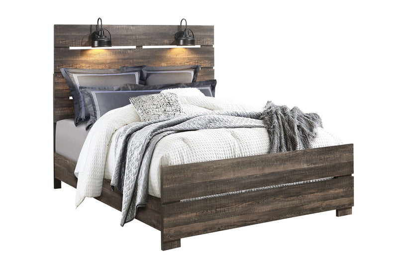 Linwood - Queen Bed With Lamps - Dark Oak