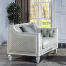 Katia - Chair With Pillow - Light Gray Linen & Weathered White