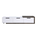 Orion - TV Stand - White High Gloss & Rustic Oak