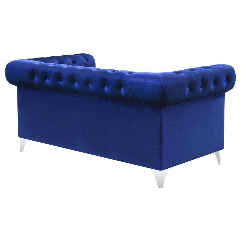 Bleker - Tufted Tuxedo Arm Loveseat - Blue