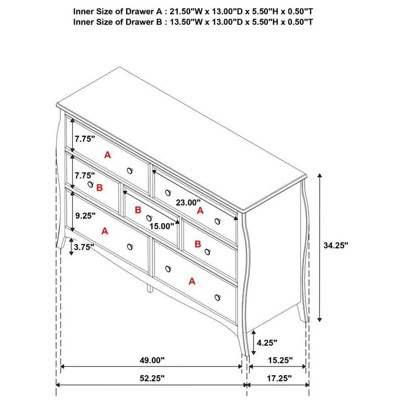 Dominique - 7-Drawer Dresser - Cream White