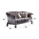 Versailles - Loveseat With 5 Pillows - Velvet & Antique Platinum