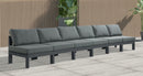 Nizuc - Outdoor Patio 6 Seat Armless Modular Sofa With Gray Frame