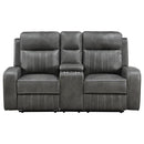 Raelynn - Upholstered Track Arm Motion Loveseat - Gray