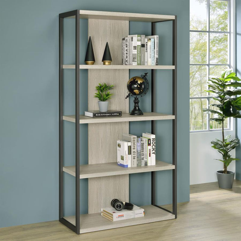 Loomis - 72" 4-Shelf Bookshelf - Whitewashed Gray