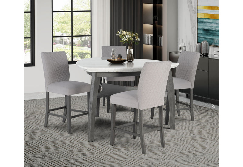 D8192 Triangle Bar Table And Four Bar Stools - Light Gray