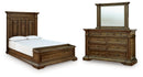 Frantanna - 3 Pc. - Queen Panel Storage Bed, Dresser And Mirror - Brown