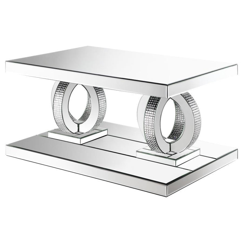 Breena - Rectangular Mirrored Acrylic Coffee Table - Silver