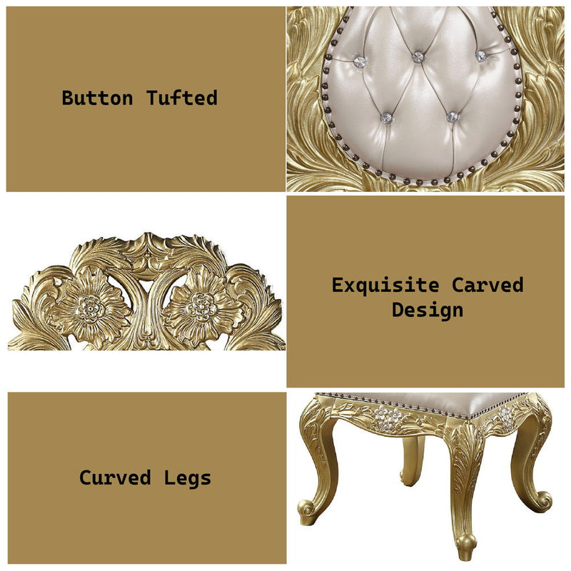 Cabriole - Side Chair (Set of 2) - Light Gold Synthetic Leather & Gold