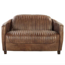 Brancaster - Loveseat - Retro Brown Top Grain Leather & Aluminum