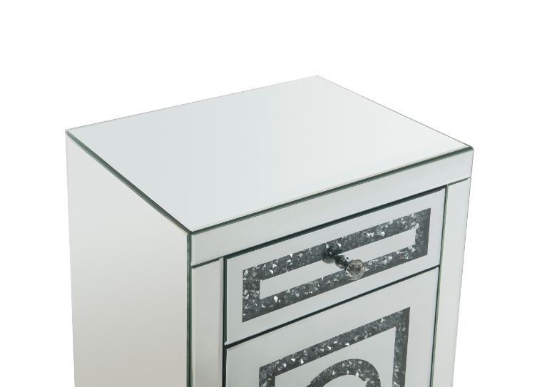 Noralie - 26"H Accent Table With Storage Drawers - Mirrored & Faux Diamonds