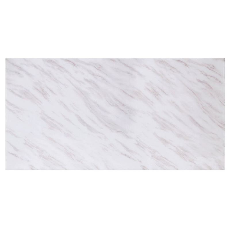 Zander - Dining Table - White Printed Faux Marble Top & Mirrored Silver