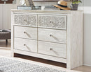 Paxberry - Six Drawer Dresser - Medallion Drawer Pulls - Whitewash