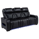 Zuma - Faux Leather Dual Power Reclining LED Sofa - Black