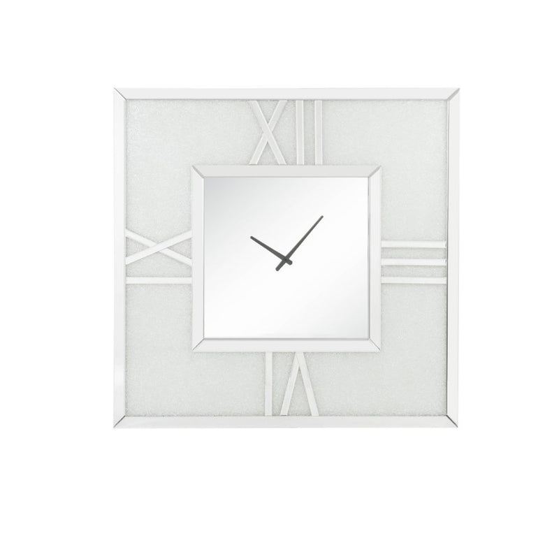 Noralie - Wall Clock With LED - Mirrored & Faux Diamonds
