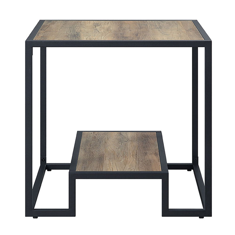 Idella - End Table - Rustic Oak & Black
