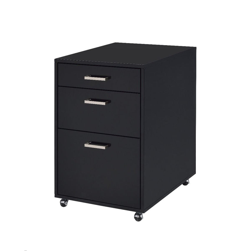 Coleen - File Cabinet - Black High Gloss & Chrome