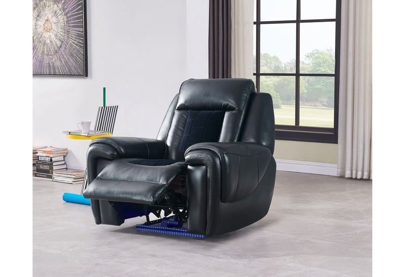 U0700 - Velvet Power Recliner With LED - Blanche Black / Velvet