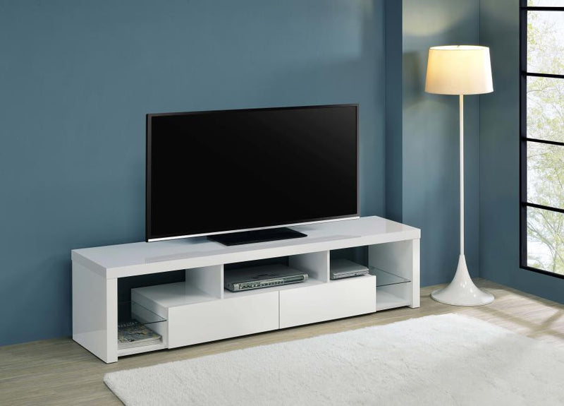 Jude - 2-Drawer Engineered Wood TV Stand - High Gloss White