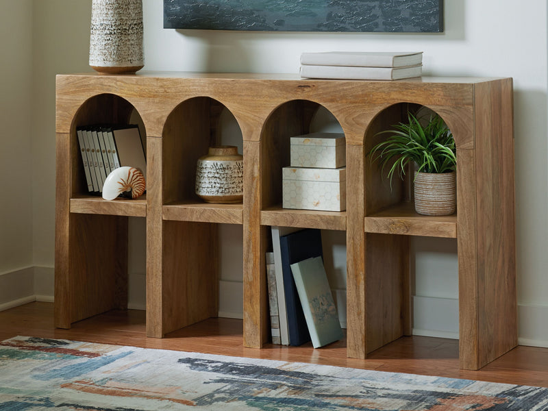 Luzmanacy - Natural Brown - Console Sofa Table