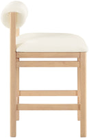 Roundhill - Faux Leather Counter Stool - Natural Frame