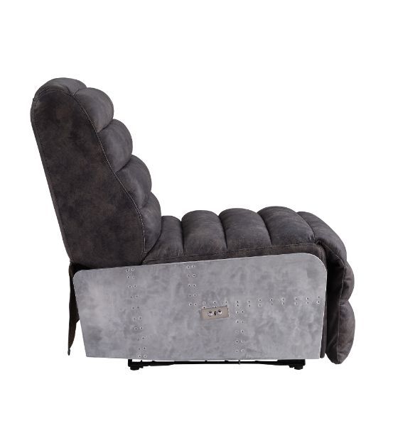 Okzuil - Recliner - 2-Tone Gray Top Grain Leather & Aluminum