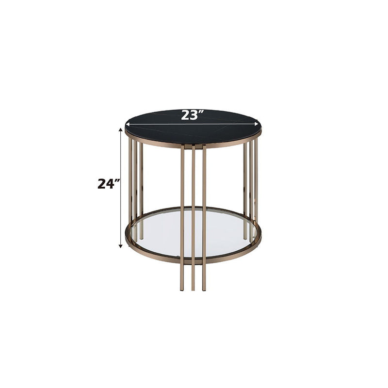 Zaidee - End Table - Sintered Stone & Champagne