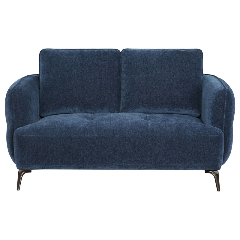 Lively - Chenille Upholstered Modern Track Arm Loveseat - Blue