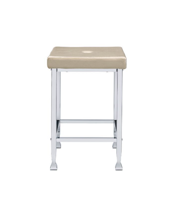 Raine - Counter Height Stool (Set of 2) - Beige Velvet & Chrome