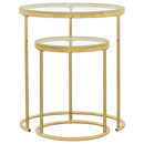 Maylin - 2 Piece Round Glass Top Nesting Table Set - Gold