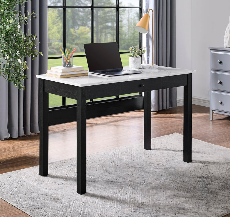 Rylee - Faux Marble Desk - Black And White